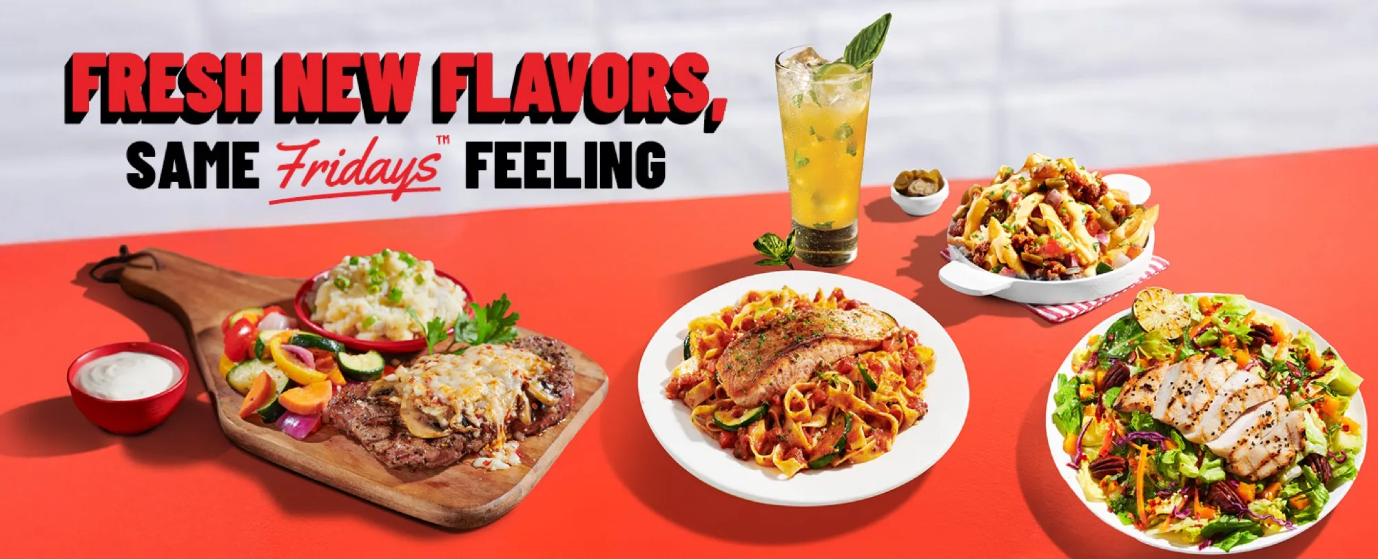 TGI Fridays campaign banner: fresh new flavors